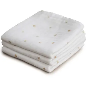 Mushie Lot de 3 langes en coton bio Crowns (60 x 60 cm) pas cher