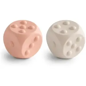 Mushie Dobbelsteen Siliconen Blush/Shifting Sands (2 stuks) pas cher