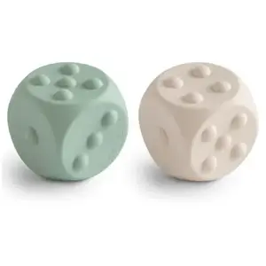 Mushie Dobbelsteen Siliconen Cambridge Blue/Shifting Sands (2 stuks) pas cher