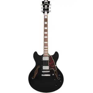D'Angelico D'Angelico Premier DC Solid Black semi-akoestische gitaar pas cher