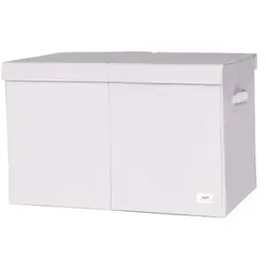 3 sprouts Coffre à jouets en tissu recyclé Uni gris clair pas cher