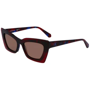 Calvin Klein Lunettes de soleil femme, Havana Rouge Bleu, taille unique pas cher