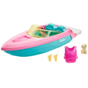 Comparateur de prix : Mattel Barbie-Hors-Bord De Barbie-3 Poupées Avec Chiot Et Accessoires