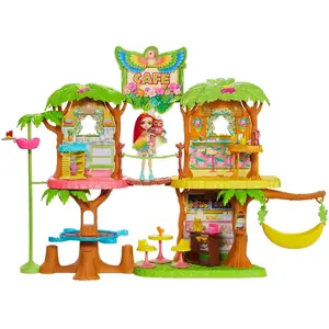 Comparateur de prix : Enchantimals Coffret Maison Café Jungle Enchantée, Mini-poupée Peeki P...