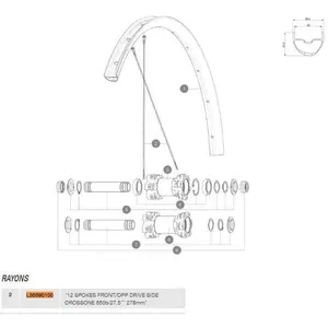 Mavic Crossone 27.5 2014-15 Front/rear Left Spaak 12 Eenheden Zwart 278 mm pas cher