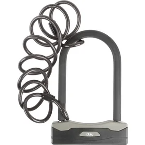Antivol - M-WAVE - U-Lock avec câble spiralé noir - Dimensions: 240 x 15 mm - Boucle: Clés pas cher