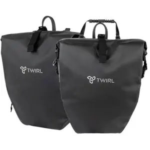 TWIRL Sacoche de vélo pour porte-bagages double, 2 x 22 litres, avec poignée de transport, bandoulière et petite poche intérieure amovible, sacoche arrière de vélo, noireVendu parbikeinn