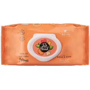 80 lingettes Pet Head Quick Fix pour chien et chat