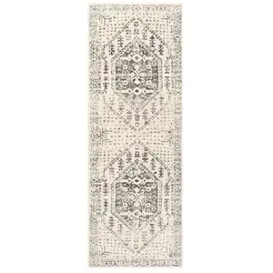SURYA LIVABLISS Tapis de Couloir à Poils Courts Doux Vintage Oriental CALIX 80x220cm Beige/Gris pas cher