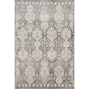 SURYA LIVABLISS Tapis de Salon à Poils Courts Doux Vintage Oriental LOTUS 160x220cm Noir/Beige pas cher