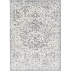 LIVABLISS Tapis de Salon à Poils Courts Doux Vintage Oriental SAGE 160x220cm Gris/Ivoire pas cher