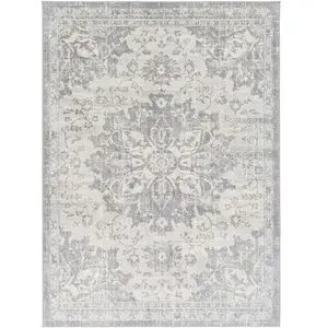 LIVABLISS Tapis de Salon à Poils Courts Doux Vintage Oriental SAGE 200x290cm Gris/Ivoire pas cher