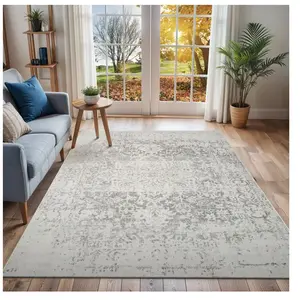 SURYA Tapis de Salon à Poils Courts Doux Vintage Oriental JULIETTE 160x220cm Gris/BlancVendu parcdiscount