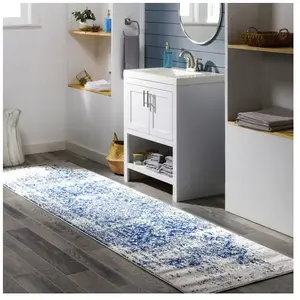 SURYA Janine Tapis traditionnel mis à jour Bleu marine 70 x 200 cm pas cher