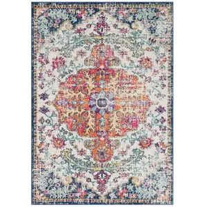 SURYA Tapis de Salon à Poils Courts Doux Vintage Oriental LOU 120x170cm Multicolore/OrangeVendu parcdiscount