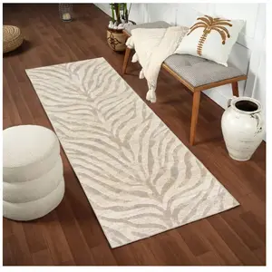 SURYA Tapis de Couloir à Poils Courts Doux Zébré Bohème CYBELE 80x220cm Gris/Beige
