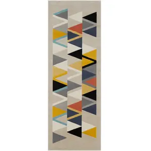 SURYA Tapis de Couloir à Poils Courts Doux Scandinave Moderne DELANEY 80x220cm Multicolore/Beige pas cher