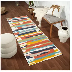 SURYA Tapis de Couloir à Poils Courts Doux Scandinave Moderne ANAIS 80x220cm MulticoloreVendu parcdiscount