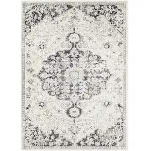 Artistic Weavers Surya Asmara Grand tapis vintage - Tapis de salon, 160 x 220 cm, salle à manger, chambre à coucher - Tapis oriental - Style bohème - Tapis de salon - Motif coloré - Gris, noir et blancVendu parcdiscount