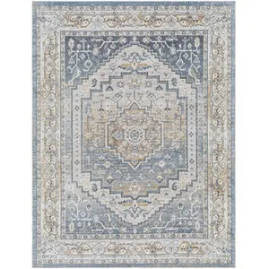 Artistic Weavers Surya Sitra Grand tapis vintage lavable en machine pour salon, cuisine, extérieur, couloir   Style bohème traditionnel   Grand tapis à tissage plat   160 x 213 cm, bleu
