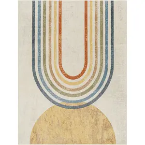 SURYA Tapis Lavable Machine Scandinave Moderne BARBARA 160x213cm Multicolore/Beige pas cher