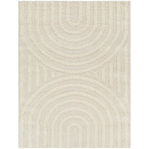 LIVABLISS Tapis de Salon à Poils Longs Doux Shaggy Moderne MARAVA 160x213cm Beige/Blanc pas cher