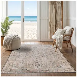 LIVABLISS Tapis Lavable Machine Vintage Oriental CLARA 200x275cm Marro...Vendu parcdiscount