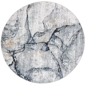 LIVABLISS Tapis Rond de Salon à Poils Courts Doux Abstrait Moderne LYNA Ø 160cm Ivoire/Gris pas cher