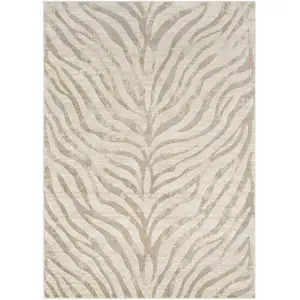SURYA Tapis de Salon à Poils Courts Doux Zébré Bohème CYBELE 200x275cm Gris/Beige pas cher