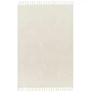 SURYA Tapis de Salon à Poils Courts Doux Berbère Ethnique SELENE 160x213cm Ivoire pas cher
