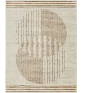 LIVABLISS Tapis de Salon à Poils Courts Doux Scandinave Moderne ENSO2 200x275cm Beige/Brun pas cher