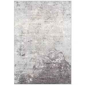SURYA Tapis de Salon à Poils Courts Doux Abstrait Moderne FIONA 120x170cm Gris/Blanc pas cher