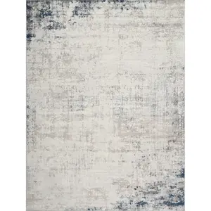 SURYA Tapis de Salon à Poils Courts Doux Abstrait Moderne ALIX 120x170cm Ivoire/Bleu pas cher