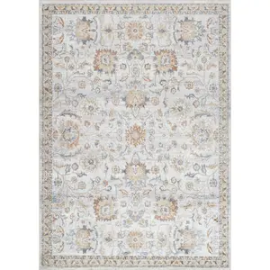 SURYA Tapis Lavable Machine Vintage Oriental ESTHER 120x170cm Gris/Jaune pas cher
