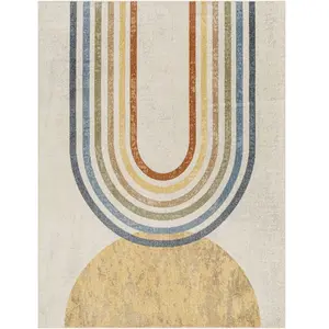 SURYA Tapis Lavable Machine Scandinave Moderne BARBARA 120x170cm Multicolore/Beige pas cher