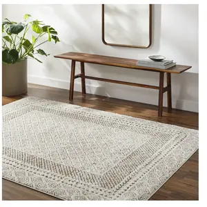 SURYA LIVABLISS Tapis de Salon à Poils Courts Doux Scandinave Bohème AMBRE 200x275cm Ivoire/TerracottaVendu parcdiscount