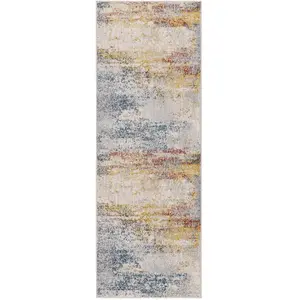 Tapis de Couloir et Salon à Poils Courts et Doux Abstrait Moderne Multicolore 80 x 220 cm - Surya pas cher