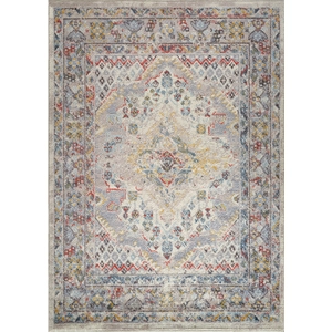 LIVABLISS Tapis de Salon à Poils Courts Doux Vintage Oriental JADE 120x170cm Multicolore/Taupe pas cher