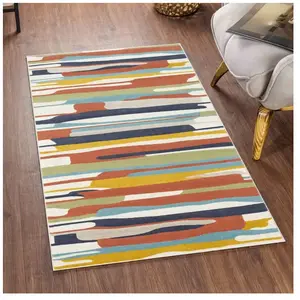 SURYA Tapis de Salon à Poils Courts Doux Scandinave Moderne ANAIS 80x150cm Multicolore/Orange pas cher