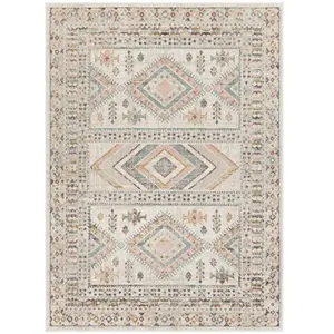 SURYA Tapis de Salon à Poils Courts Doux Scandinave Bohème EVELYN 120x170cm Multicolore/Rose pas cher