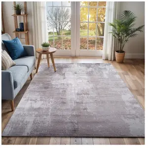 SURYA Tapis de Salon à Poils Courts Doux Abstrait Moderne GIULIA 160x220cm Gris pas cher