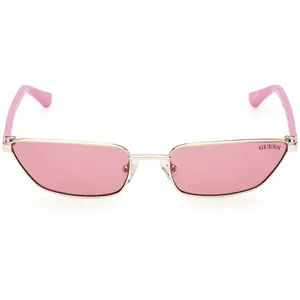 Lunettes de soleil femme en métal de forme rectangulaire GU8285 Guess-Rose-argent pas cher