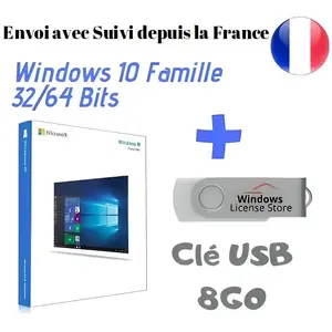 Clé USB Bootable 8GO Windows 10 famille + Licence