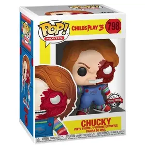 Funko - Chucky Jeu d'enfant - Figurine POP! (Exc) Chucky Half (BD) 9 cm pas cher