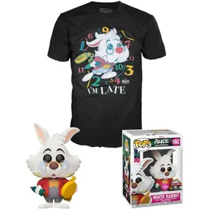 Funko T-Shirt M Avec White Rabbit / Alice Au Pays Des Merveilles / Funko Pop Disney - Exclusive Special Edition - Flocked