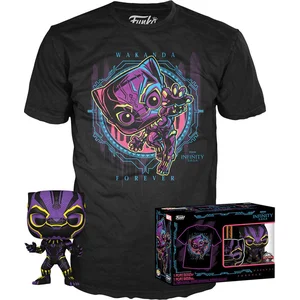 Figurine Funko Pop et Tee Marvel Blacklight Black Panther L pas cher