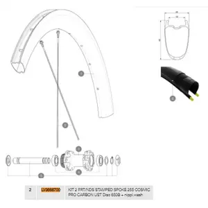 Mavic Rayons Gauches Cosmic Pro Carbon Ust Disc 650b 2 Unités 255 mm pas cher