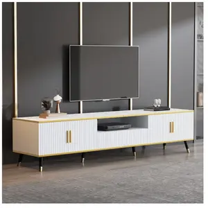 YOLEO Meuble tv moderne à l'aspect marbre,Commode tv Pour téléviseur 90' - 3 Compartiments de rangement et 1 Tiroir pas cher