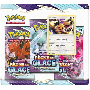 Pokemon Tripack 3 Boosters REGNE DE GLACE EB06 - Modèle aléatoire Ronflex/Evoli - Série EPEE ET BOUCLIER pas cher