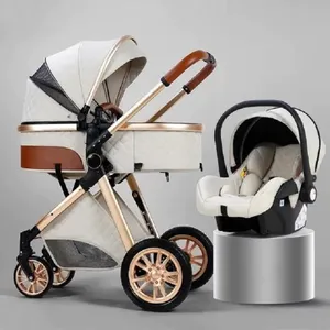 LUXCAR Poussette 3 en 1 Bébé Combinée Siège-Auto Nacelle Haute Réversible Réglable Trio Yoyo Canne Roues increvables Haute Qualité pas cher